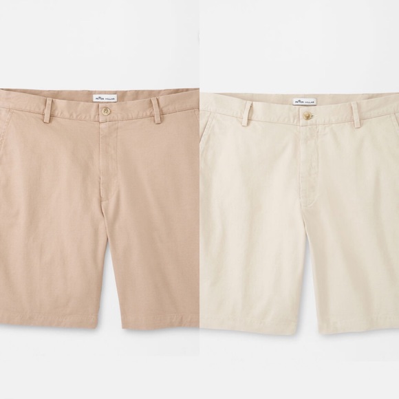 2 Pair of Peter Millar Pilot Twill Shorts in Stone & Khaki. Classic Fit. Size 38 - Picture 5 of 11